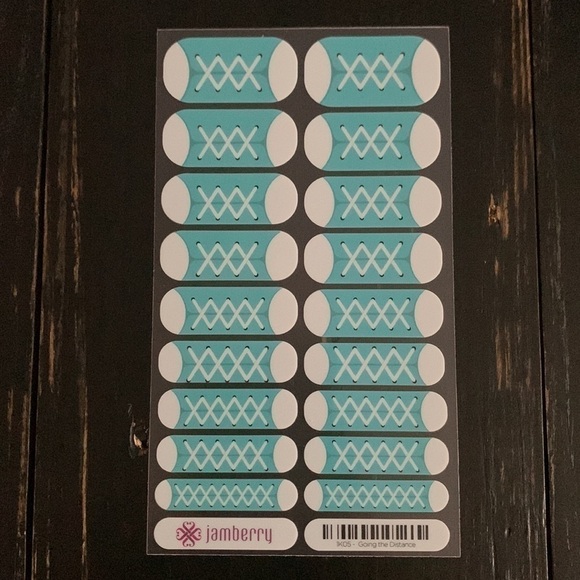 Jamberry Teal and White Sneaker Print Nail Wraps - Going the Distance - Picture 3 of 9